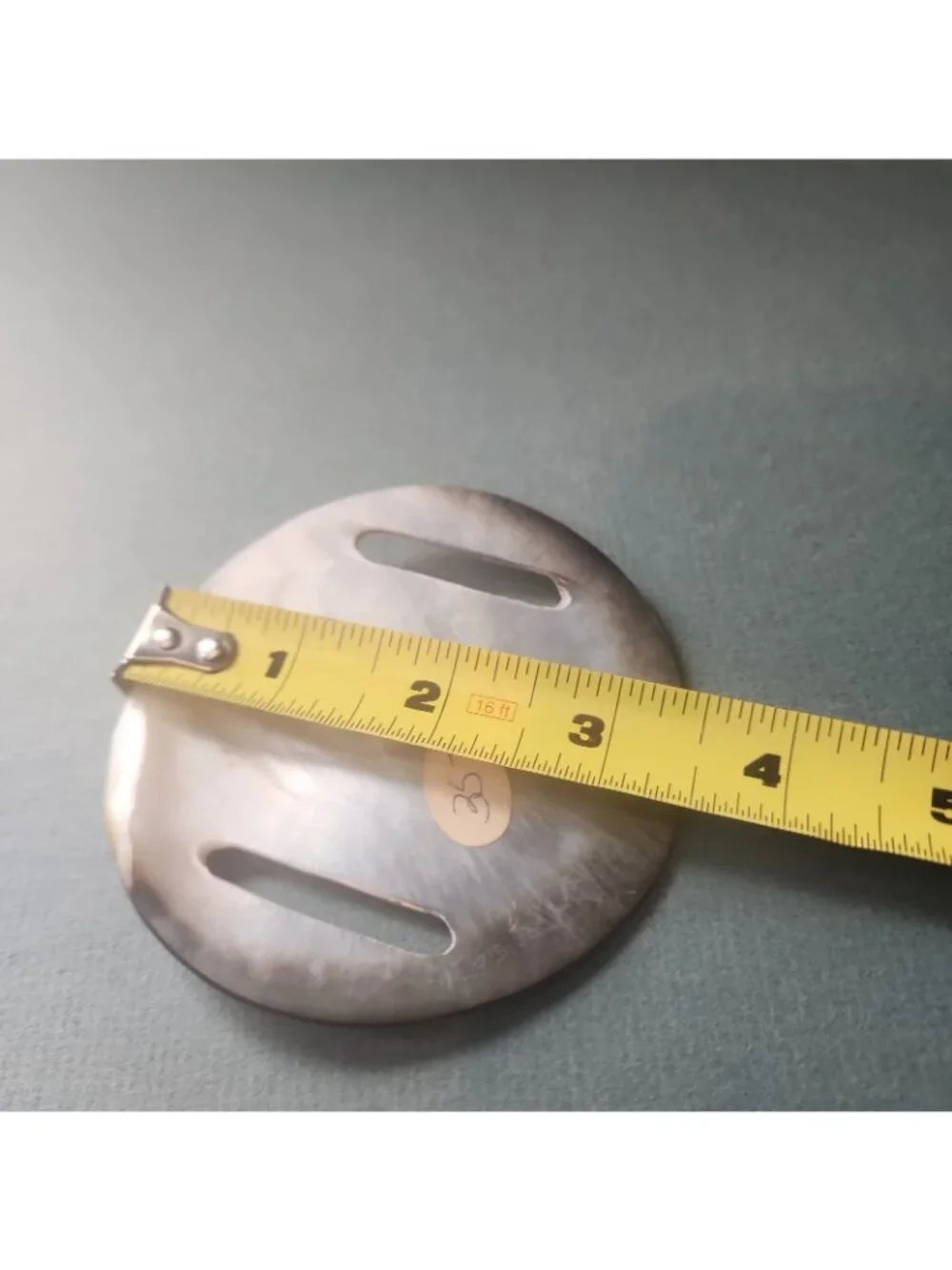 NOS 1970s Vintage Mother of Pearl Shell Belt Slide Pareo Buckle Boho Chic